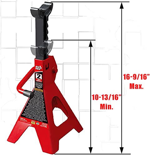 BIG RED T42202 Torin Steel Jack Stands: 2 Ton (4,000 lb) Capacity, Red, 1 Pair - size: 2 Ton, style: Basic Style