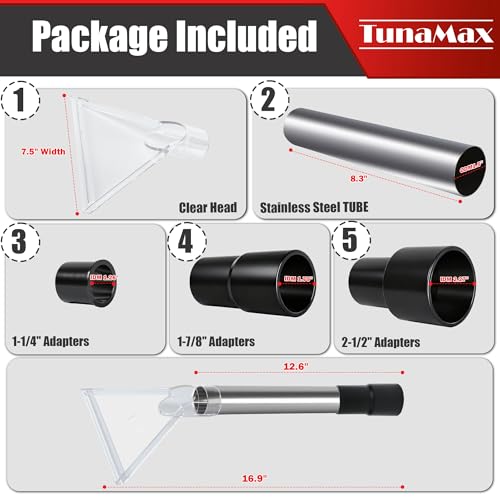 TunaMax Universal Work with All Shop Vacs Clear Extractor Attachment with 1-1/4" & 1-7/8" & 2-1/2" Adapters for Upholstery & Carpet Cleaning & Auto Detailing, Wet/dry Vacuum Extraction Accessory - size: Large