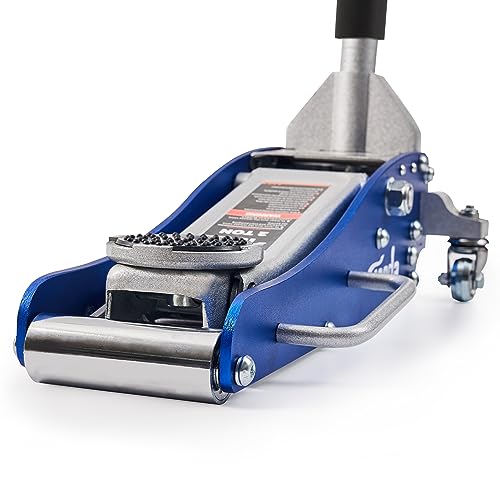 TONDA Floor Jack, Low Profile 2 Ton Aluminum and Steel Car Jack, Blue | Dual Pump System, Rapid Lift, 3.35"-13.98", 360-degree swivel casters - color: 2T Blue