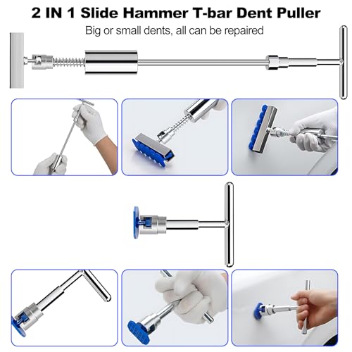 116PCS Car Dent Puller Kit, PDR Tool Kit with Glue Gun, Suction Cups, Bridge Puller & T-Bar Puller, Paintless Dent Repair for Trucks, SUVs, Complete Auto Body Tools for Shop & Advanced DIY User