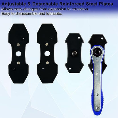 JoyFans Brake Caliper Compression Tool Set, Automotive Quad Disc Pistion Ratchet Ratcheting Press Tool, Car Brake Pads Retractor Compressor with 4PCS Spreader Plates for Brake Pump Adjustment - color: Blue Handle