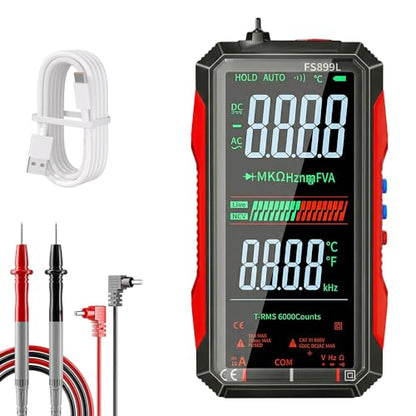 Rechargeable Digital Multimeter, 2026 New FS899L Multimeter, Auto Digital Display Tester, 6000 Counts True RMS Tester with Color Screen, for Home Automotive Industrial Electrical Repairs (FS899L) - color: FS899L