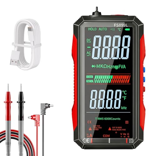 Rechargeable Digital Multimeter, 2026 New FS899L Multimeter, Auto Digital Display Tester, 6000 Counts True RMS Tester with Color Screen, for Home Automotive Industrial Electrical Repairs (FS899L) - color: FS899L
