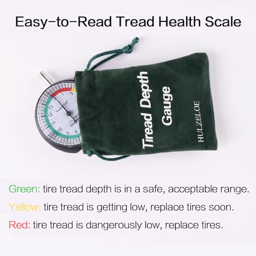 5 Pcs Professional Dial Tire Tread Depth Gauge (Reads in 1/32"), Heavy-Duty Zinc Alloy Casing, Precision Pocket Tool with Case, for Car, Truck, Motorcycle & Bus (black-5Pcs) - color: black-5Pcs