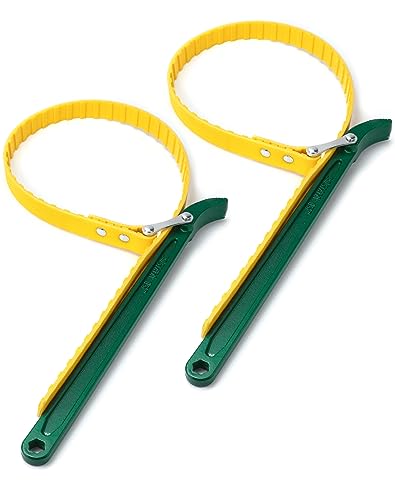 QWORK 15" Belt Strap Wrench, 2 Pack Multi-Purpose Adjustable Strap Oil Filter Strap Opener Wrench