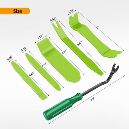 GOOACC 6PCS Auto Trim Removal Tool Kit No-Scratch | Removal Tool Kit for Car Audio Dash Panel Window Molding Fastener Remover Tool Kit-Green - color: Green, size: 6PCS Trim Removal
