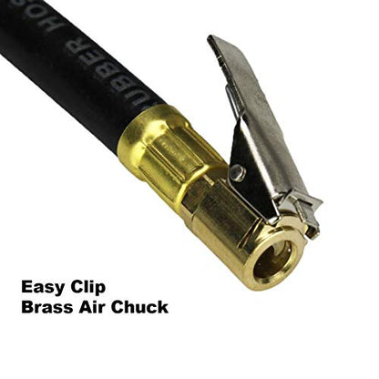 EXELAIR Digital Pistol Grip Tire Inflator Gauge EX0500D, Easy Clip Air Chuck, Easy to Read 0.1 Display, Pistol Grip Handle, 100 PSI Max Pressure, 16" Air Hose, 1/4" NPT (PSI, kPa, Bar, and kg/cm2)