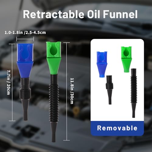 Premium Flexible Oil Funnel for Automotive Use - 5Pack Leakproof Plastic Funnel with Hose for Easy Oil Changes, Small Funnels Kit | Durable and Versatile Design for Cars, Trucks, and DIY Mechanics - color: A3