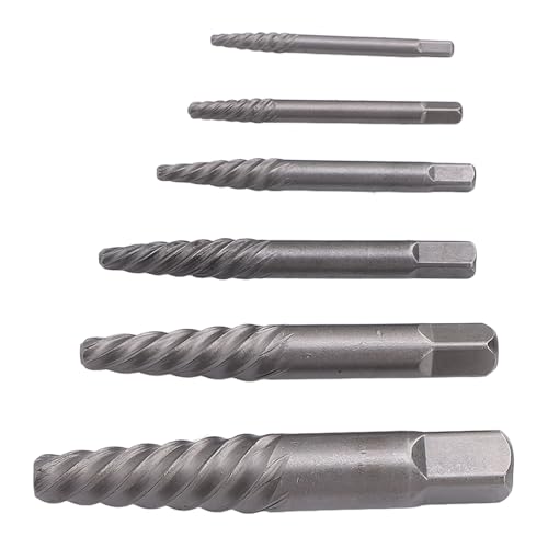 Alomejor Screw Extractor Set Steel Hardened Damaged Screw Extractor Kit 6 Sizes Portable Case for Removing Broken Rusted Screws and Bolts in Automotive Home Machinery Repair