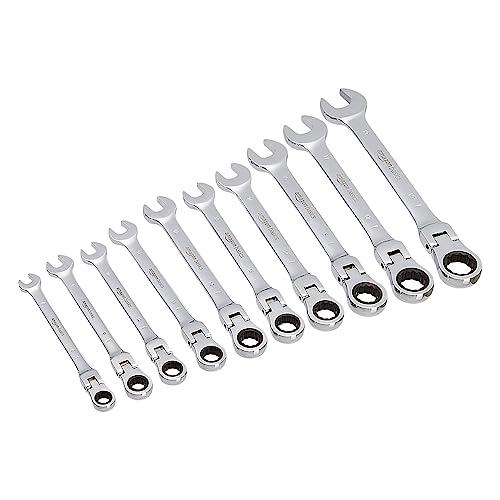 Amazon Basics Flexible Gear Ratcheting Wrench Set, 10-Piece - size: 10-piece, style: Metric