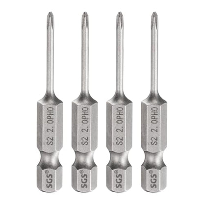 HARFINGTON 4pcs #0 Phillips Screwdriver Bit PH0 1/4" Hex Shank 2" (50mm) Long 0.08" Rod Magnetic Cross Head Drill Bits S2 Steel Industrial Screw Driver for Electric Power Tools, Gray - size: PH0 x 2" x 0.08"