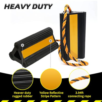 Vacallity Wheel Chocks for RV Trailer Car Truck, Upgrade Rubber Wheel Chocks with Rope Easy to Use,Camper Travel Chock Blocks Wheel Immobilizers & Chocks (8.2" 4pair) - size: 8.2" 4pair