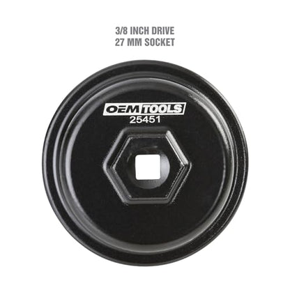 OEMTOOLS 25451 64.5 mm Oil Filter Cap Wrench, Oil Filter Wrench 14 Flute Design, Oil Filter Removal Tool Heavy-Duty Cast Aluminum, Compatible with 3/8" Drive and 27 mm Wrench - size: 64.5mm
