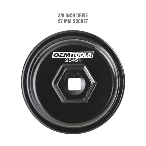 OEMTOOLS 25451 64.5 mm Oil Filter Cap Wrench, Oil Filter Wrench 14 Flute Design, Oil Filter Removal Tool Heavy-Duty Cast Aluminum, Compatible with 3/8" Drive and 27 mm Wrench - size: 64.5mm