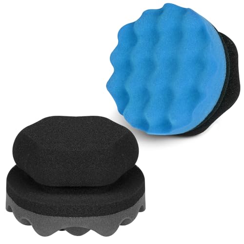 2 Pack Large Tire Shine Applicator Pad, Tire Hex Grip Applicator, Reusable Car Cleaning Supplies After Car Wash - color: A-gray and Blue