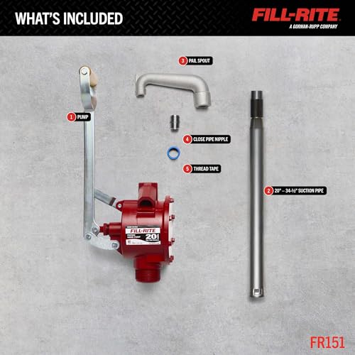 Fill-Rite FR151 Piston Hand Pump with Suction Tube and Pail Spout - style: Piston Pump w/Pail Spout