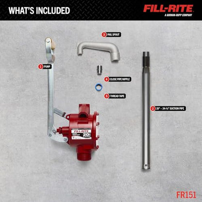 Fill-Rite FR151 Piston Hand Pump with Suction Tube and Pail Spout - style: Piston Pump w/Pail Spout