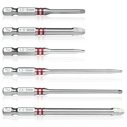 6PCS Pagoda-Shaped Magnetic Hex Screwdriver Bits Set, S2 Steel Impact-Rated 65mm 100mm Hex Shank, Anti-Slip High Torque for Impact Driver Electric Drill Home Repair
