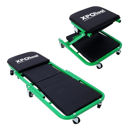 Mechanic Creeper - 36" Foldable Creepers Automotive with 6 Wheels | 2 in 1 Z Shape Creeper Seat 300Lbs Capacity Garage Chair | Low Profile Creeper Lay Down or Sit for Garage, Shop, Auto Repair Green