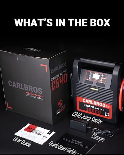 CB40 Heavy Duty Jump Starter, 40S Fast Recharge, 18000A 12/24 Volt Battery Jump Pack for Gas & Diesel Engines Up to 32L, LiFePO4 Commercial Battery Jumper Box for Truck, 39'' Jumper Cables