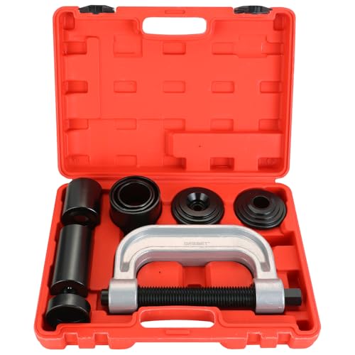 DASBET Ball Joint Removal Tool Kit | Ball Joint Press & U Joint Removal Kit Heavy Duty Ball Joint Press Fits Most 2WD and 4WD Cars Light Trucks 10PCS Ball Joint Service Tool Bushing Press Kit (Red) - color: Red
