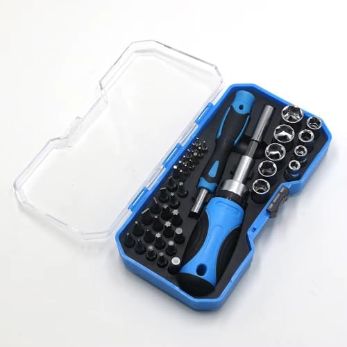44-Piece Multifunctional Ratchet Screwdriver and Socket Tool Set with Precision Bits, Portable Case