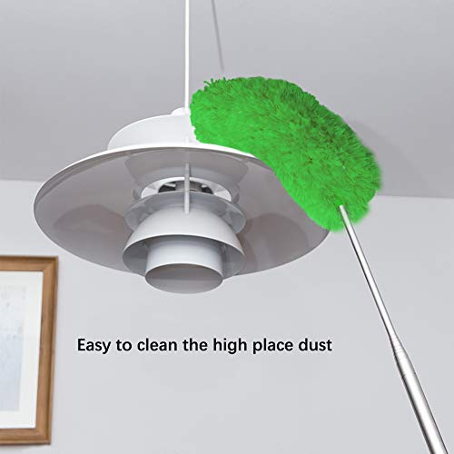 DELUX Microfiber Feather Duster Extendable Duster with 100 inches Extra Long Pole, Bendable Head & Long Handle Dusters for Cleaning Ceiling Fan, High Ceiling, Blinds, Furniture & Cars Green - color: Green