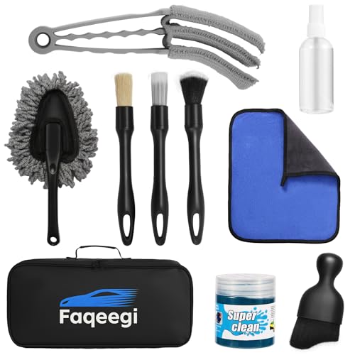 10-Piece Car Interior Cleaning Kit Boar Hair Vent Detailing Set | 3 Soft Boar Brushes,Non-Toxic Gel,Spray Bottle;Scratch-Free,Auto&Home Dual Use,Perfect Detailing Gift Kit