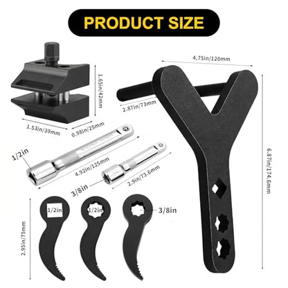Lower Control Arm Prying Tool with 2 Extension Pole, 3PCS Pry Bar Wrench Adaptor & Strut Spreader, Ideal for Control Arm/Suspension Removal, Fits Most Front-Wheel Drive Vehicles - size: 7PCS