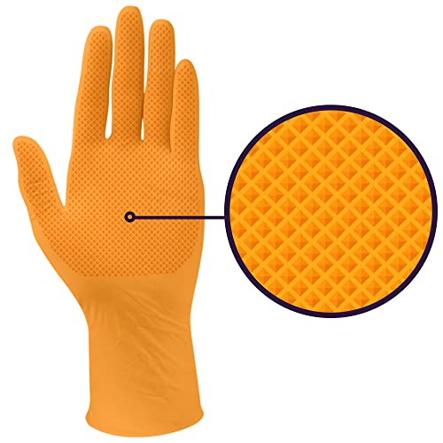 Inspire HEAVY DUTY ORIGINAL Stretch Nitrile Black Gloves Disposable Latex Free | Food, Mechanic, 6mil Black or 8 Mil Orange - size: Small, style: 8mil Orange