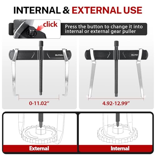 BILITOOLS 12" 2 Jaw Gear Puller, Bearing & Pulley Removal Tool | Internal External Reversible for Flywheel, Gears & Pulleys - size: 12''