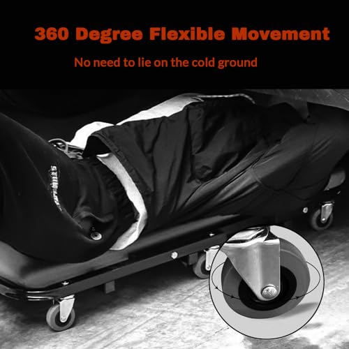 Mechanic Creeper, 300 Lbs Z-Creeper Seat, 36 in 2 in 1 Garage Chair Adjustable Rolling Folding Car Creeper with 6 pcs Wheels for Garage, Shop, Auto Repair, Lay Down or Sit