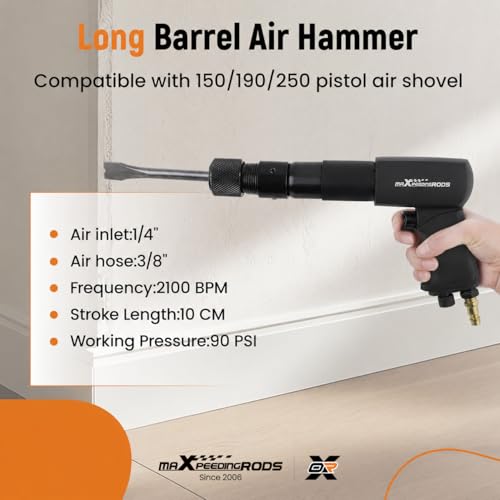 maXpeedingrods Air Hammer Kit, 25 PCS Multi-functional Pneumatic Hammer Piece Chisel Set, 2100 BPM Ball Joint Separator Set, Air hammer Bits, Quick Change Retainer Air Hammer with Shovel Heads