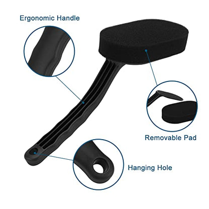 JSCARLIFE Tire Shine & Dressing Applicator Brush, Curved Sponge with Handle | High-Density Foam Sponge, Tire Dressing, Sealant & Glaze Application, Leather Seat Cleaning, Automotive Interior Polishing