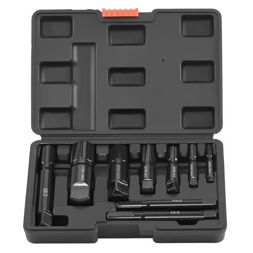 VEVOR Pipe Extractor Set, 9 Pieces Heavy Duty Steel Broken Pipe Extractors, with Solid Storage Case, Cr-Mo Steel for Removing 1/8" to 1" Damaged Threaded Pipes and Fittings, for Plumbers Mechanics DIY - size: 9 PCS