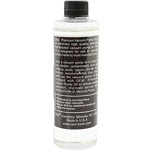 OEMTOOLS 24399 Vacuum Pump Oil, 8 oz, Hydrotreated, 8oz Vacuum Oil Change Tool Accessory, Widely Compatible for Fluid Pump, Automotive, Electrical, and Mechanical Systems