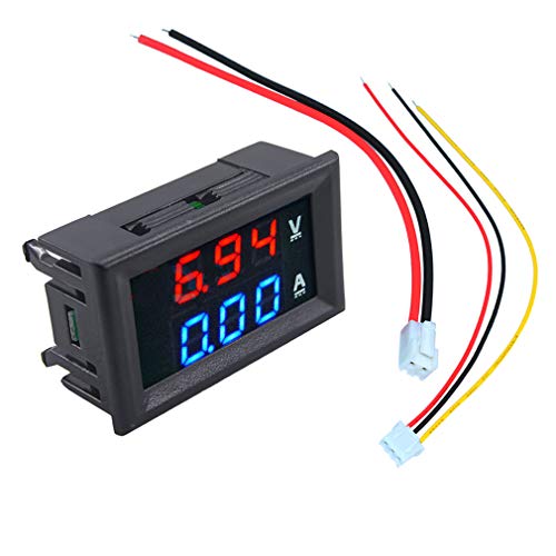 HiLetgo 2pcs 0.28" Digital Voltmeter Ammeter DC 100V 10A Amp Voltage Current Meter Tester 0.28 Inch 3 Bits Blue + Red Dual LED Display Panel with Connect Wires