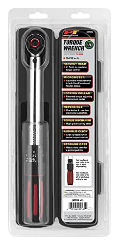 Performance Tool M196 1/4-Inch Drive Torque Wrench 250 inch/lb. - Dual Scale, Audible Click, Precision Ratchet - style: 1/4" Dr. Click Style (30-250 in/lbs)
