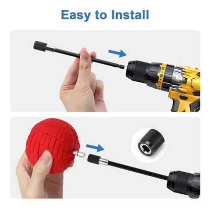 Linkstyle 5PCS Drill Polishing Ball Set, Car Wheel Polisher Sponge Pad Kit with Long Extension Pole & Cleaning Brush, Buffing Ball for 1/4" Hex Drill, Car Rim and Metal Surface Polishing Tool - style: Ball_5PCS