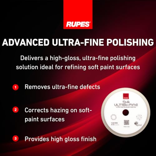 RUPES 9.DA180S Pack of 12 White D-A Ultra-Fine Polishing Foam Pads 180mm | Ideal for Paint Correction | Extremely Fine Defect Removal | Compatible with 6" Backing Plate - size: Ultrafine 180mm, style: Pack of 12