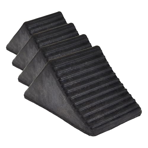 Buyers Products WC1467A Wheel Chock, Rubber, 5 x 6 x 5 Inch, Ideal for Utility Vehicles and Trailers, Reinforced Rubber Design for Durable Continued Use, Black (Pack of 4) - size: 1 Count (Pack of 4)