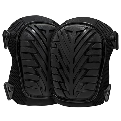 Gute Work Knee Pads for Men & Women, Anti-Slip TPE Shield Knee Protectors with Adjustable Straps & Breathable Mesh, Heavy-Duty Kneepads for Construction, Gardening, Flooring & Cleaning (Black)