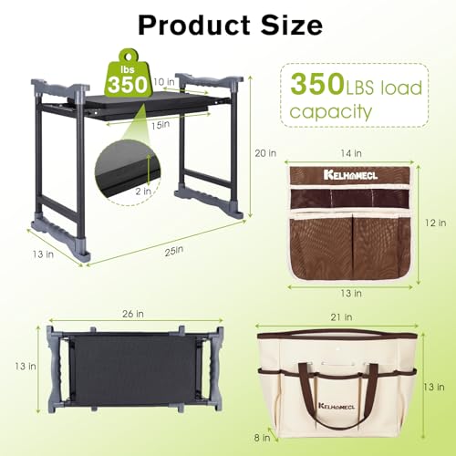 Garden Kneeler and Seat with Umbrella, 2-in-1 Foldable Gardening Stool with Adjustable Bracket, Detachable Tool Bags, Heavy Duty Kneeling Pad for Gardening (Brown) - color: Beige & Brown