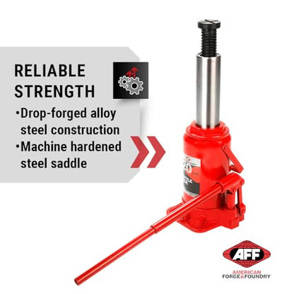 AFF Heavy Duty 20 Ton Bottle Jack, Manual, Machine Hardened Steel Saddles, Centered Pumps and Rams, 3520 - size: 20 Ton Capacity, style: Heavy Duty