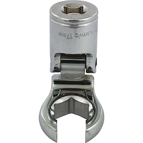 Dynamic Tools 3/8" Drive Metric 17mm Flex Head, Crow Foot Flare Nut Socket, Chrome Finish - size: 17 mm