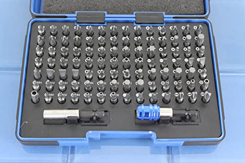 TEMO 100 Piece Impact Ready Security Bits Screwdriver Set Kit with 2 Quick Chucks and Phillips, Torx, Slotted Flat, Pozi, Hex, Tri-Wing Pozi Clutch, Spline, Square, Spanner, TORQ-Set, Torx Tamper Bits - size: 100 Piece Set