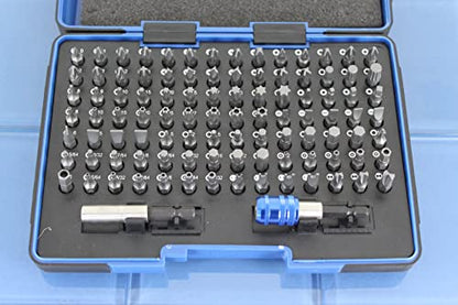TEMO 100 Piece Impact Ready Security Bits Screwdriver Set Kit with 2 Quick Chucks and Phillips, Torx, Slotted Flat, Pozi, Hex, Tri-Wing Pozi Clutch, Spline, Square, Spanner, TORQ-Set, Torx Tamper Bits - size: 100 Piece Set