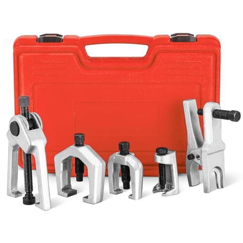 NYXOVA 5pcs Ball Joint Separator Pitman Arm Puller, Tie Rod End Tool Set for Front End Service, Splitter Removal Kit (Red)