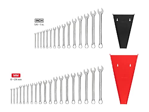 TEKTON Combination Wrench Set, 34-Piece | WCB91301 - size: 34-pc. (1/4-1 in., 6-24 mm), style: Rack
