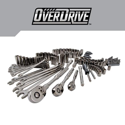CRAFTSMAN OVERDRIVE 154-Piece Gunmetal Chrome Mechanics Tool Set, Standard SAE/Metric Socket Set, with Hard Case (CMMT99154L)